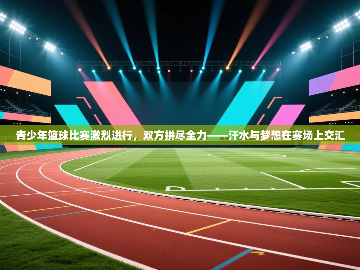 青少年篮球比赛激烈进行，双方拼尽全力——汗水与梦想在赛场上交汇